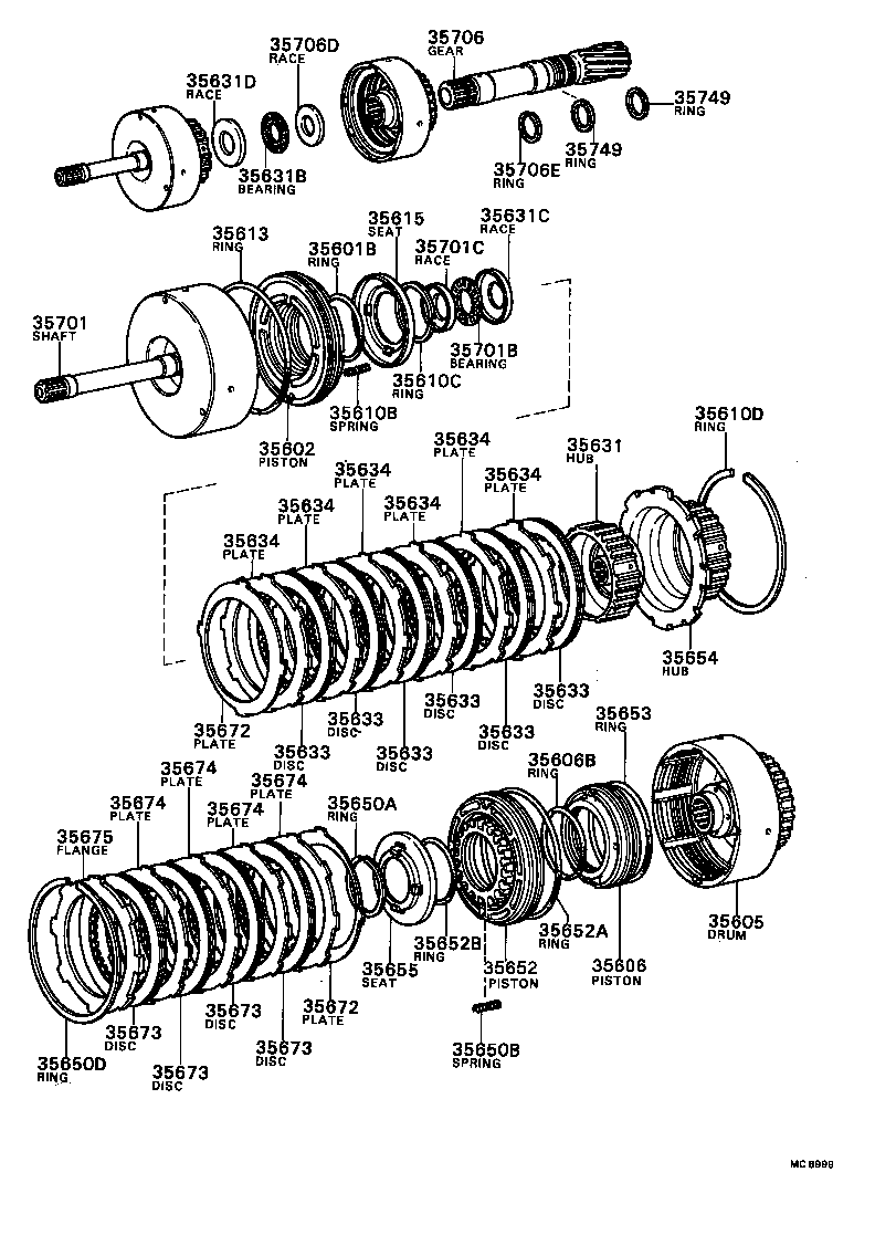 35650-40011 CLUTCH ASSY, REAR MULTIPLE DISC product image