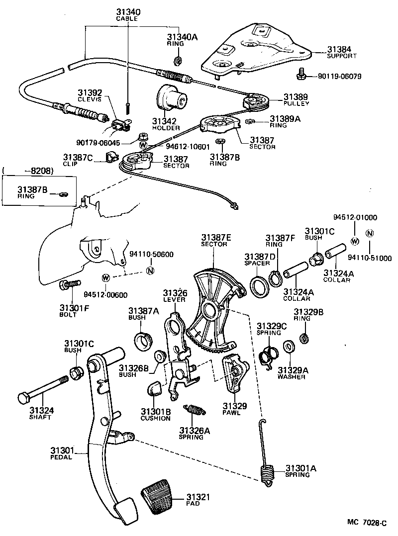 Toyota 31301-10120 PEDAL SUB-ASSY, CLUTCH