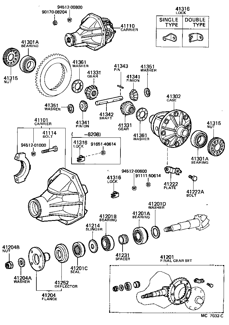 Toyota 41315-10020 NUT, REAR DIFFERENTIAL BEARING ADJUSTING