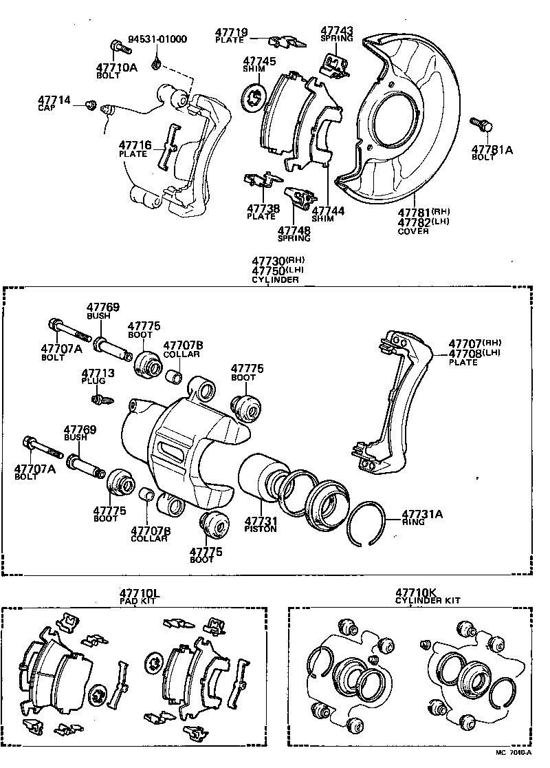 Toyota 04947-10020 FITTING KIT, DISC BRAKE, FRONT