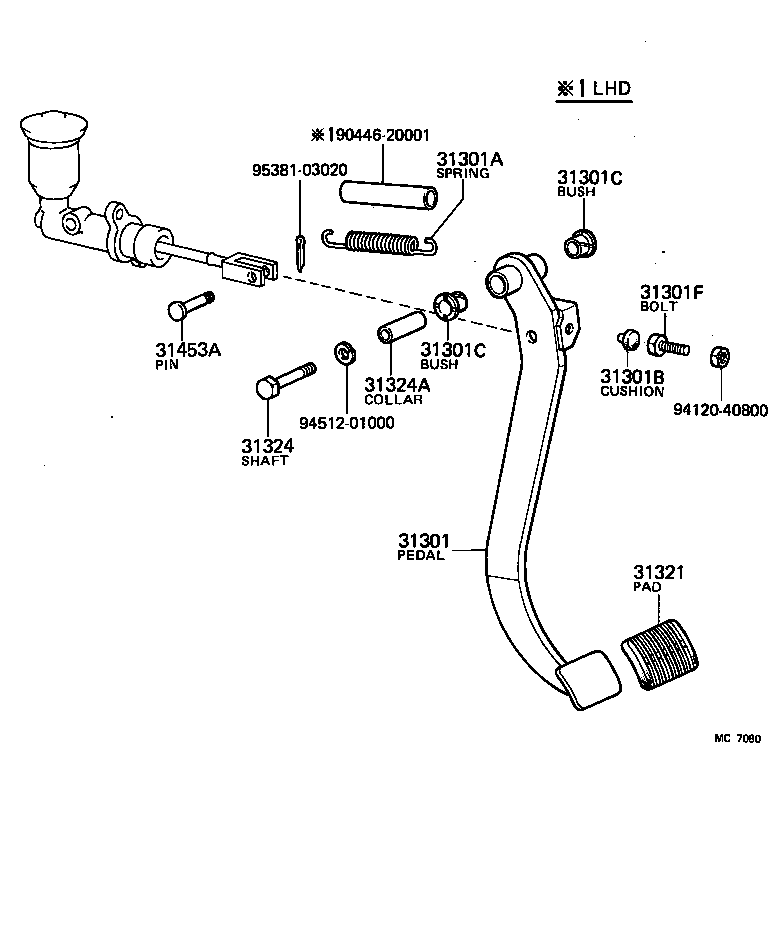 31301-60052 PEDAL SUB-ASSY, CLUTCH product image
