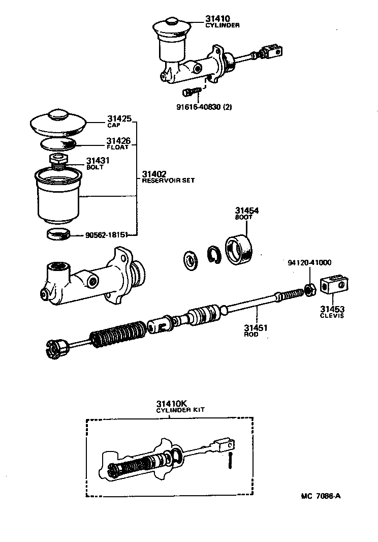 Toyota 04311-60030 CYLINDER KIT, CLUTCH MASTER