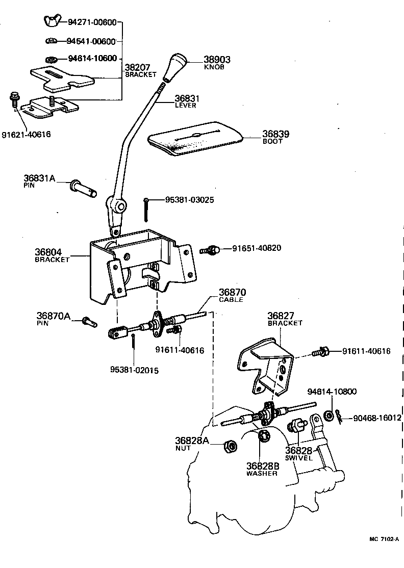36804-60010 BRACKET SUB-ASSY, POWER TAKE-OFF SHIFT LEVER product image