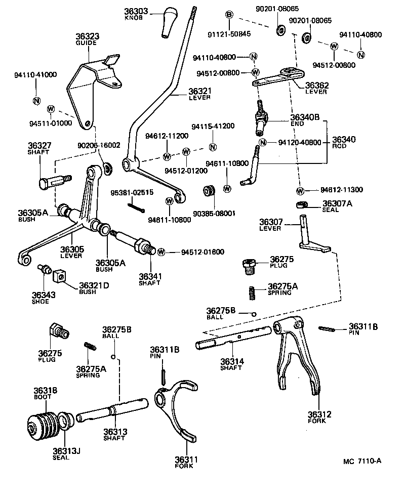 Toyota 36303-60080 KNOB SUB-ASSY, SHIFT LEVER
