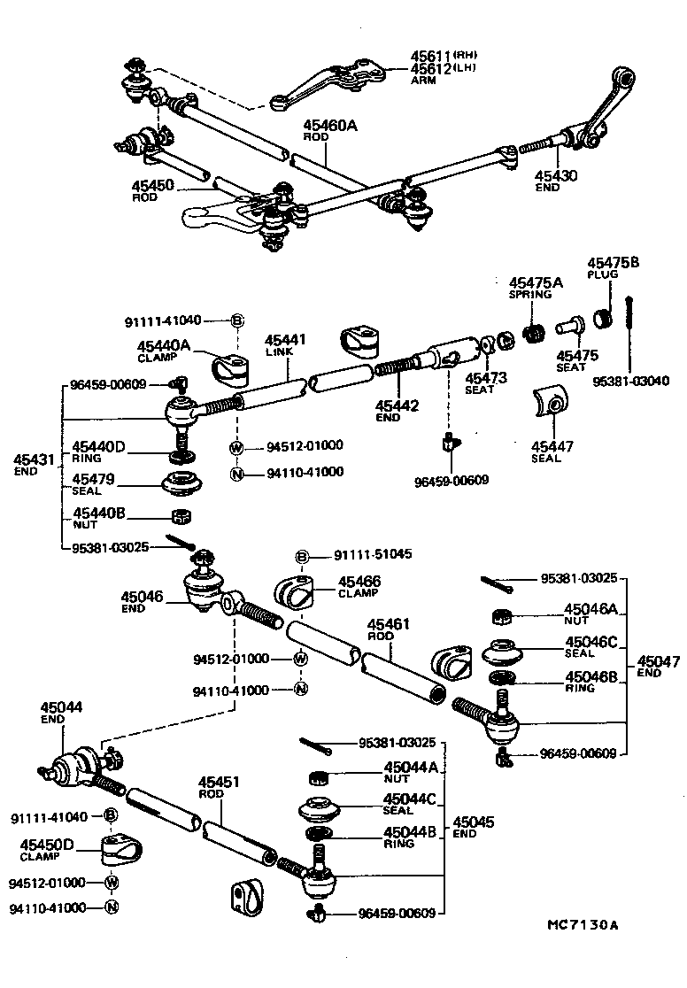 Toyota 45046-69055 END SUB-ASSY, TIE ROD, RH