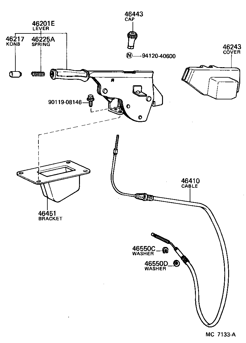 46210-60050 LEVER SUB-ASSY, PARKING BRAKE product image