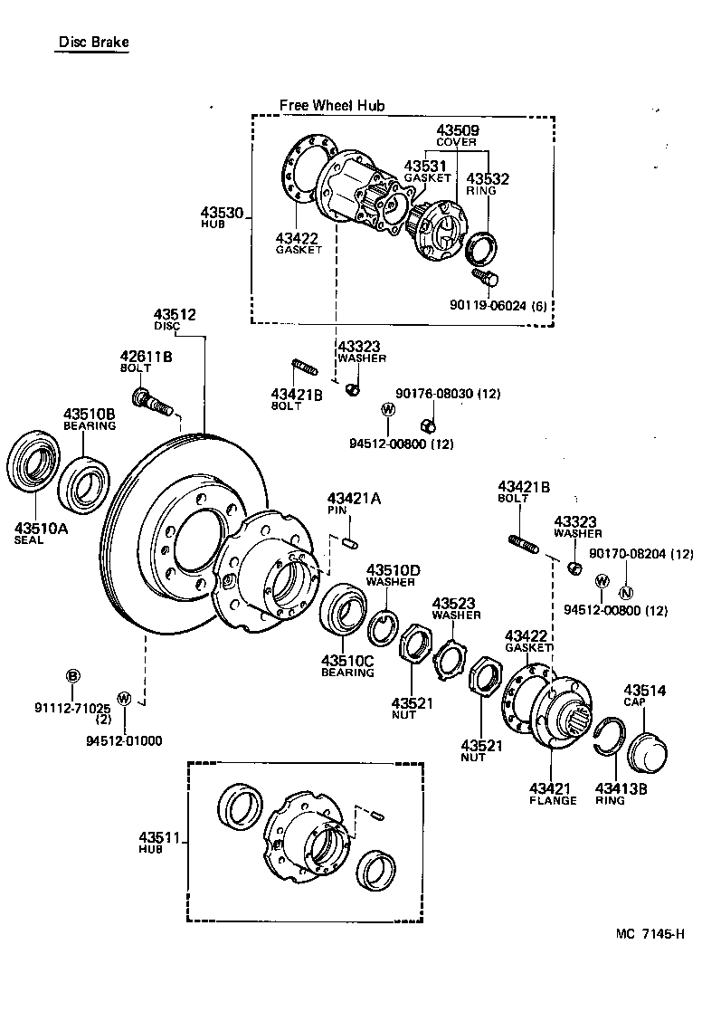 43510-60070 HUB AND BRAKE DRUM ASSY, FRONT AXLE, RH product image
