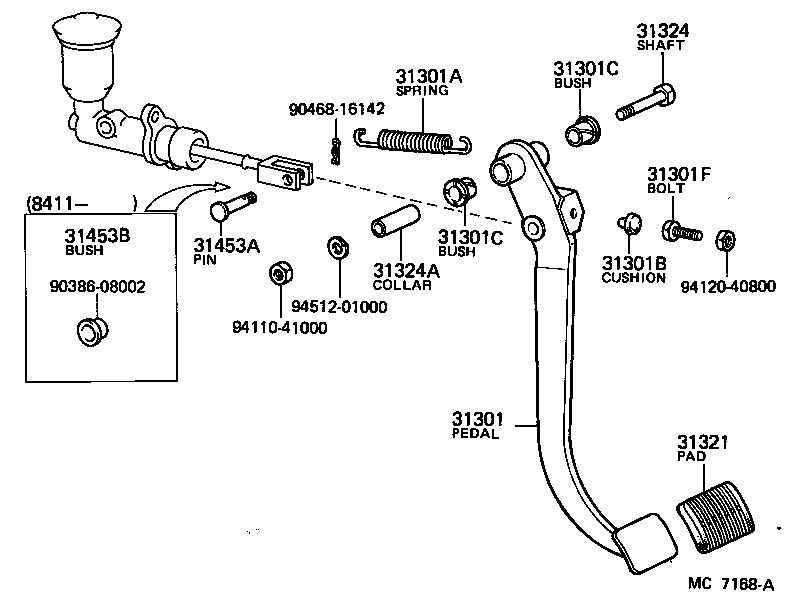 Toyota 31301-60081 PEDAL SUB-ASSY, CLUTCH