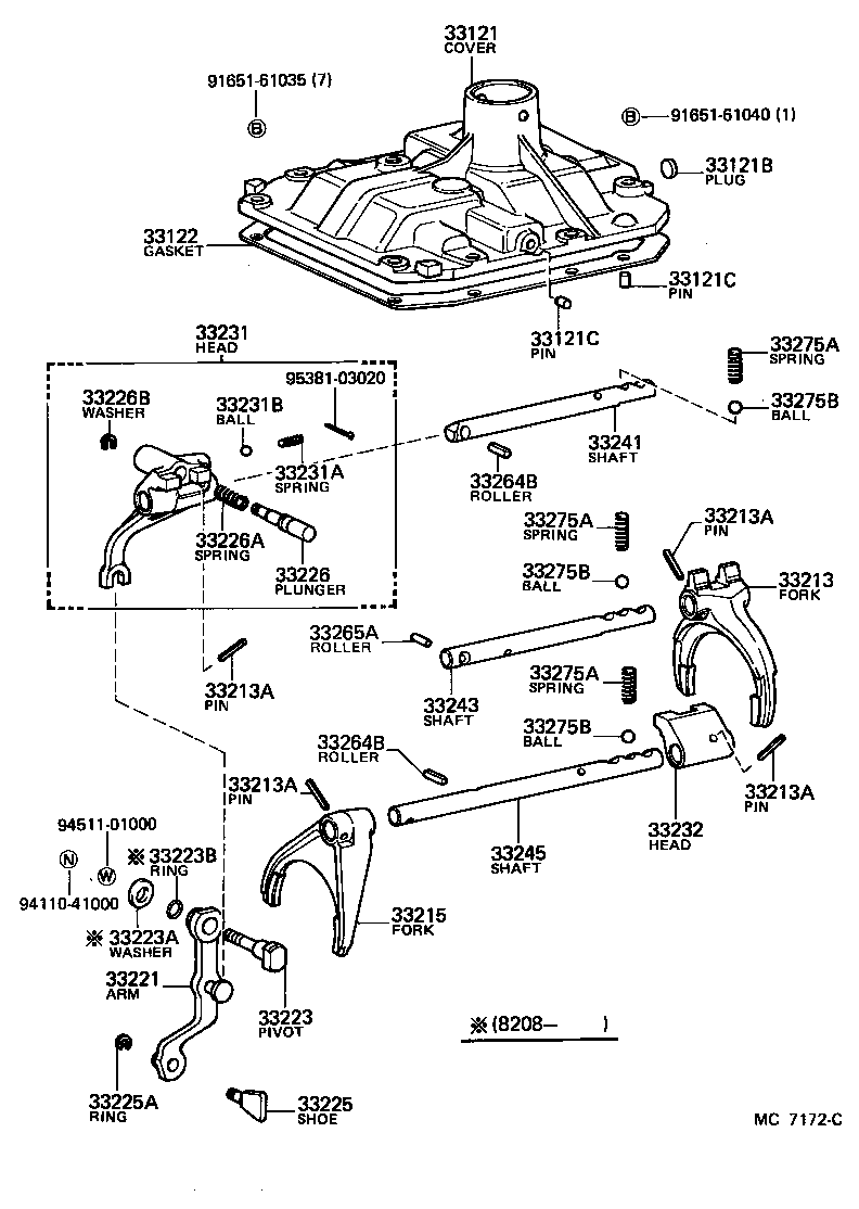 Toyota 33243-60051 SHAFT, 3RD & 4TH SHIFT FORK