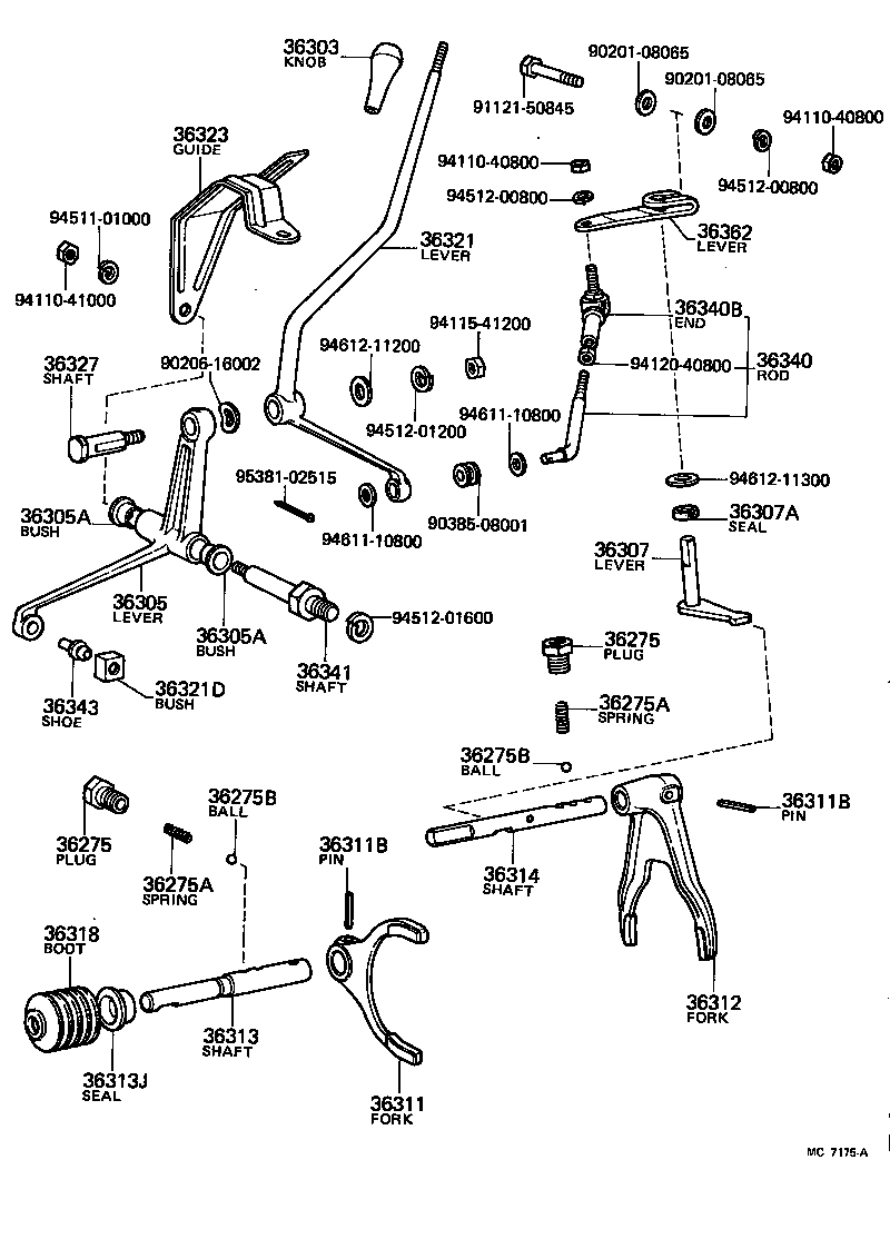 Toyota 36302-60100 LEVER, TRANSFER FRONT DRIVE SHIFT