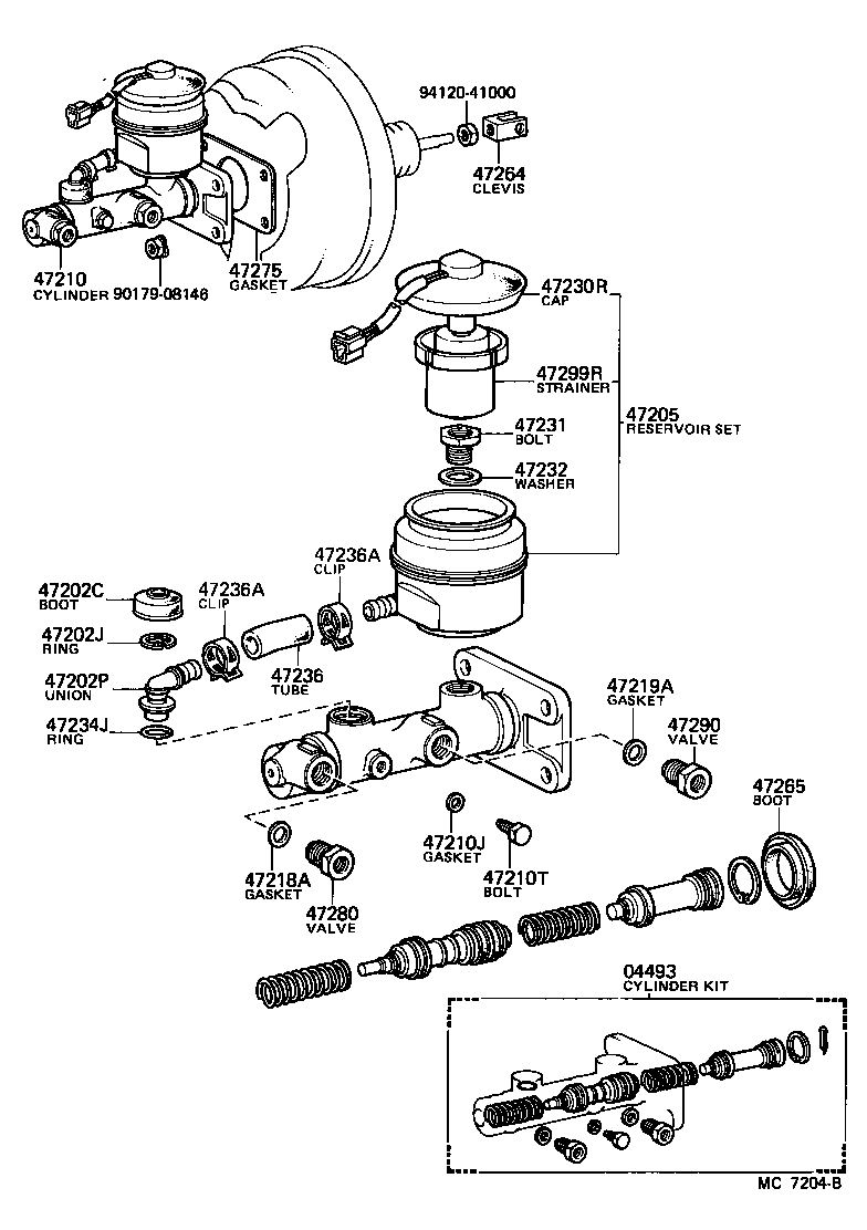 Toyota 47202-60090 RESERVOIR SET, BRAKE MASTER CYLINDER(FOR REAR SIDE)