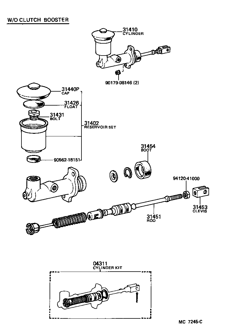 Toyota 31459-60030 BRACKET, CLUTCH MASTER CYLINDER