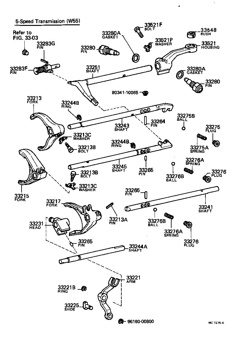 33244-30030 SHAFT, REVERSE SHIFT FORK product image