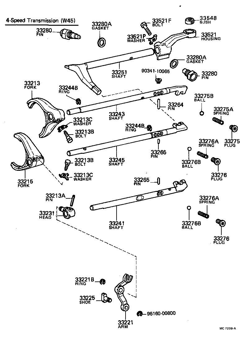 33244-30030 SHAFT, REVERSE SHIFT FORK product image