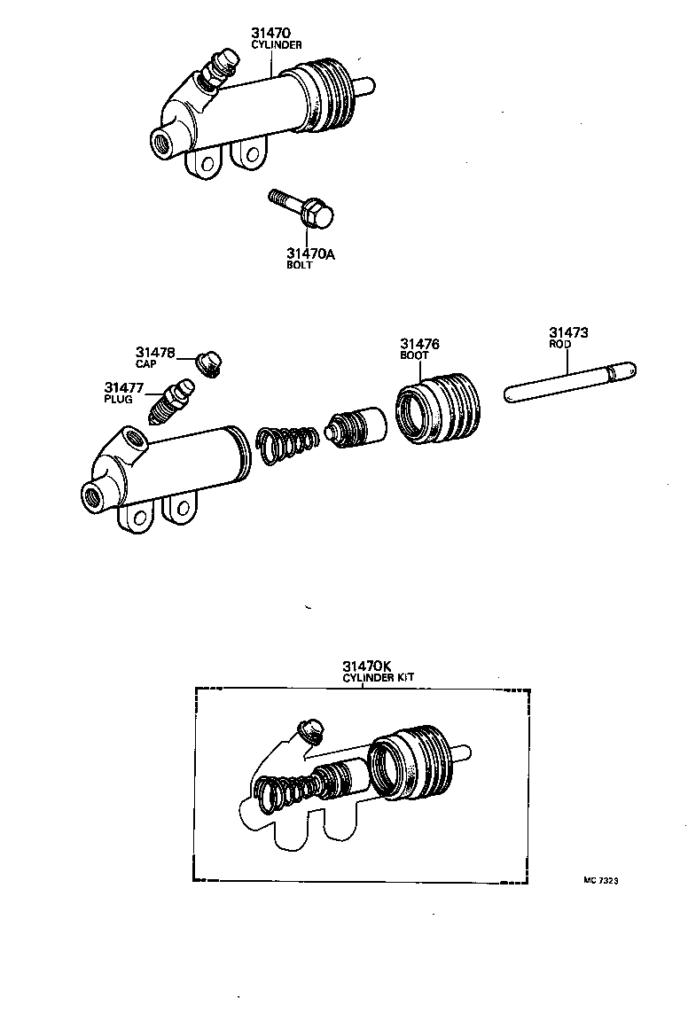 31470-30220 CYLINDER ASSY, CLUTCH RELEASE product image