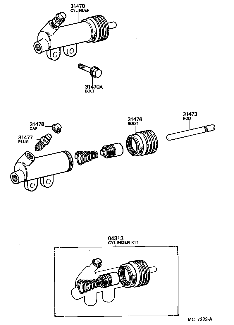 Toyota 31470-22090 CYLINDER ASSY, CLUTCH RELEASE