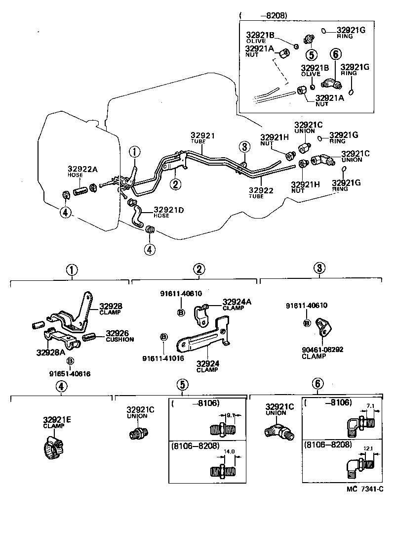 Toyota 32921-22280 TUBE, OIL COOLER INLET, NO.1