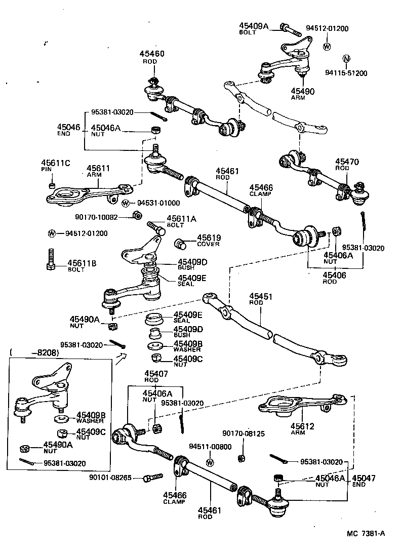 Toyota 45406-29105 ROD SUB-ASSY, TIE, RH