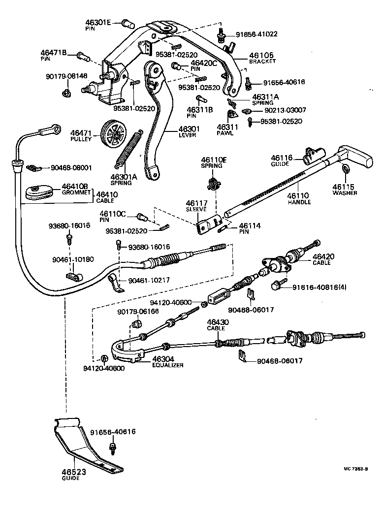 46101-22080 HANDLE ASSY, PARKING BRAKE CONTROL product image