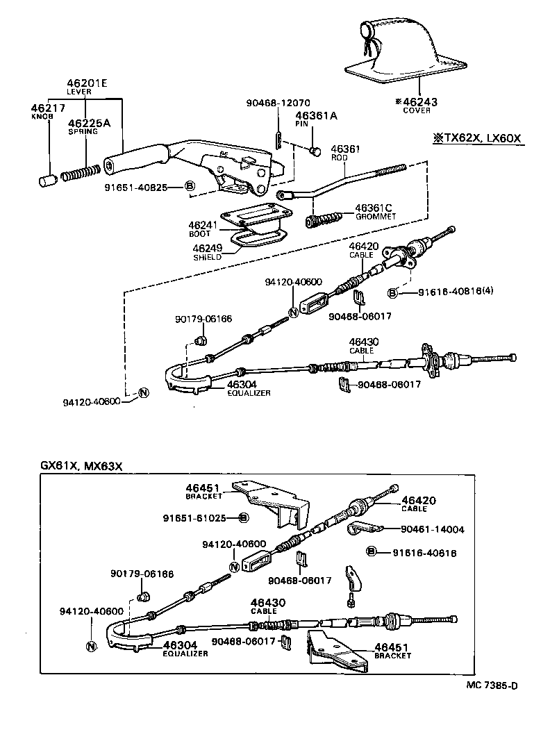 46101-22080 HANDLE ASSY, PARKING BRAKE CONTROL product image
