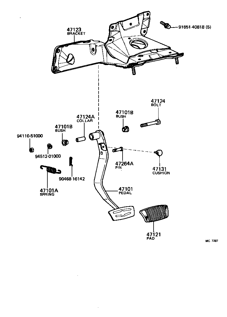 55106-22120 BRACKET, BRAKE PEDAL product image