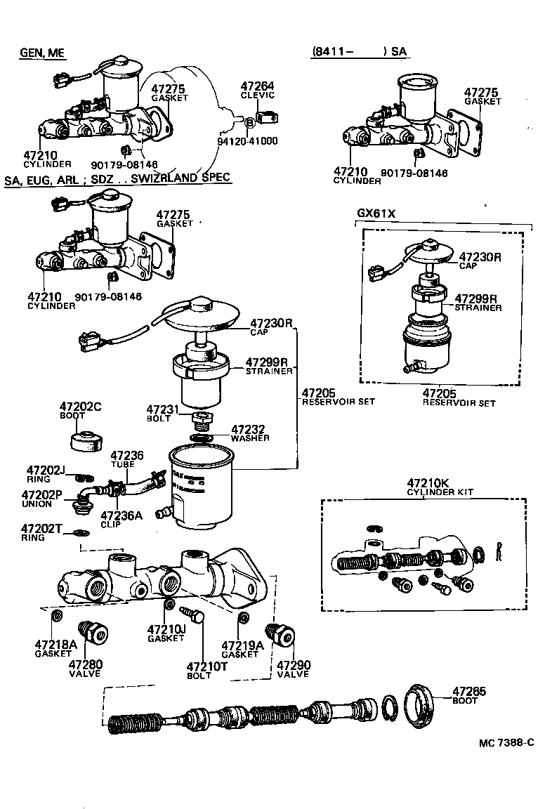 47207-22110 CYLINDER ASSY, MASTER, W/O BOOSTER product image