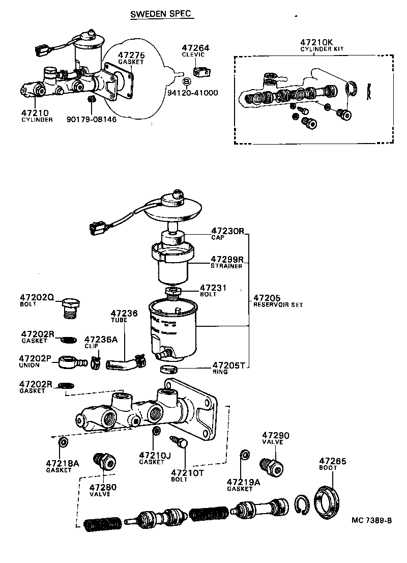 47207-22110 CYLINDER ASSY, MASTER, W/O BOOSTER product image
