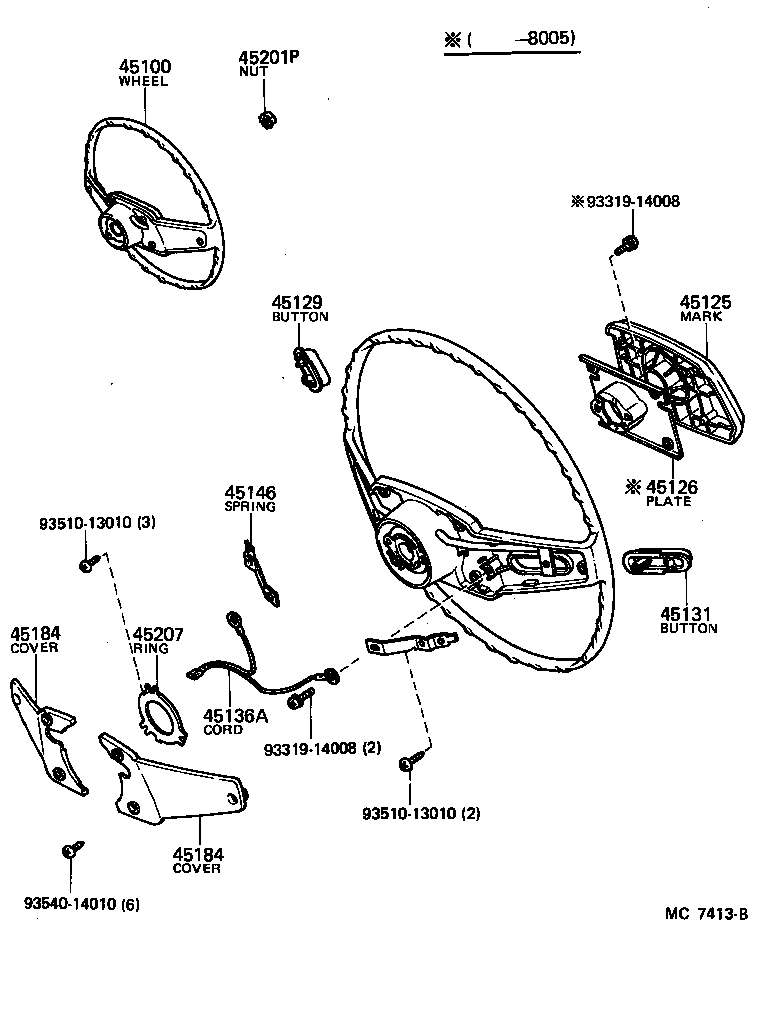 45125-10040 MARK, STEERING WHEEL PAD product image