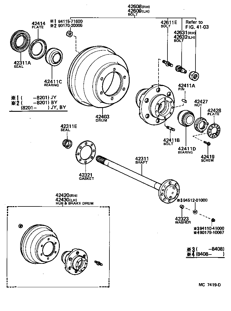 42420-25071 HUB (OR SHAFT) & BRAKE DRUM REAR AXLE, RH product image