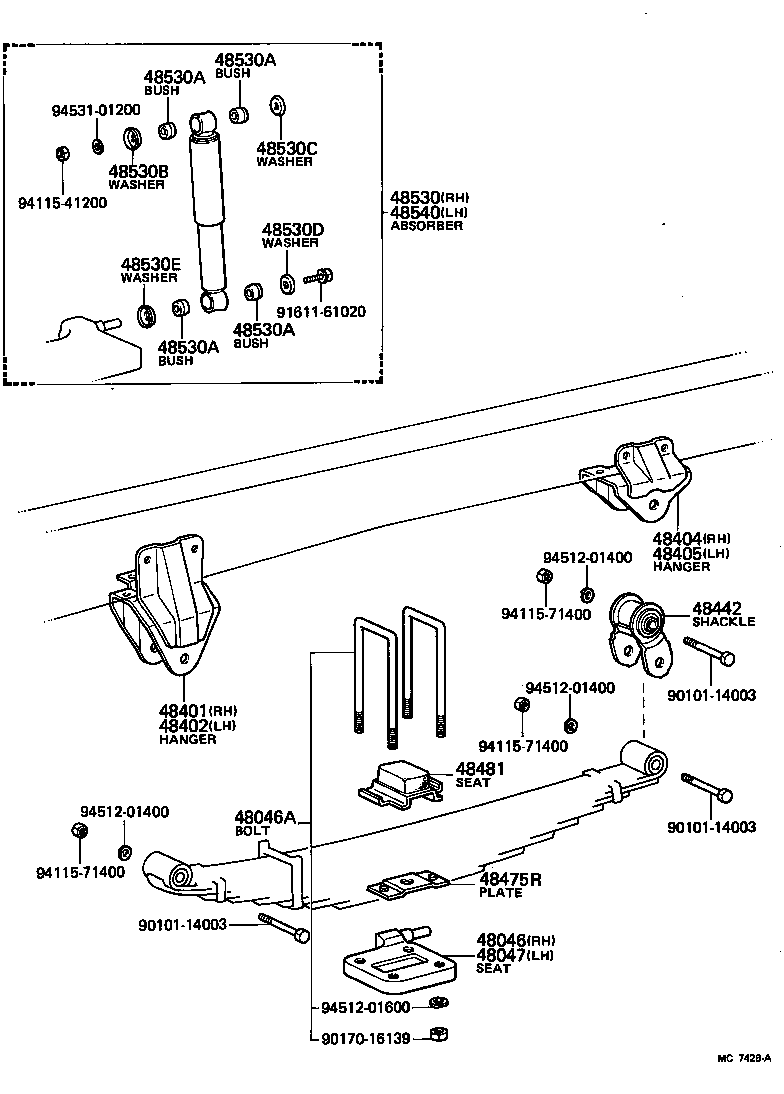 48505-36020 BRACKET, REAR SHOCK ABSORBER, UPPER RH product image