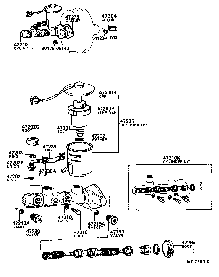 47201-22360 CYLINDER ASSY, MASTER, W/O BOOSTER product image