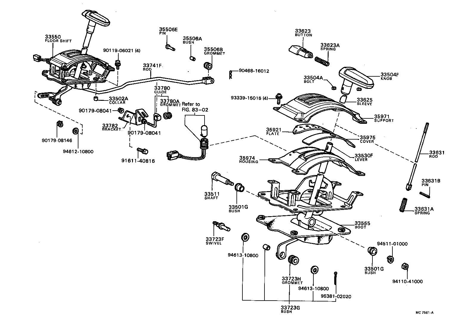 33503-28020 LEVER ASSY, SHIFT (FOR FLOOR SHIFT) product image