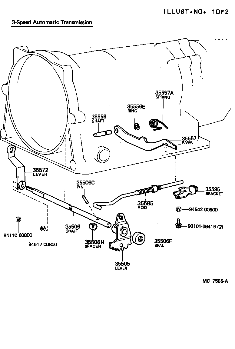 35572-28010 LEVER, TRANSMISSION CONTROL SHAFT, RH product image