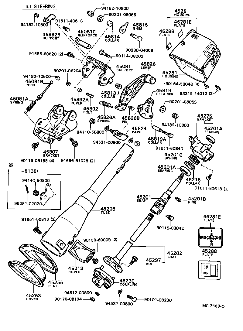 45807-28010 BRACKET SUB-ASSY, STEERING COLUMN UPPER SUPPORT product image