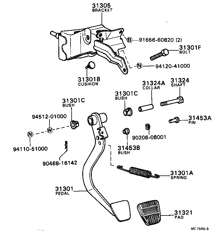 31301-24020 PEDAL SUB-ASSY, CLUTCH product image
