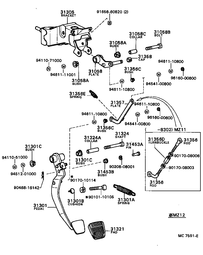 31301-24020 PEDAL SUB-ASSY, CLUTCH product image