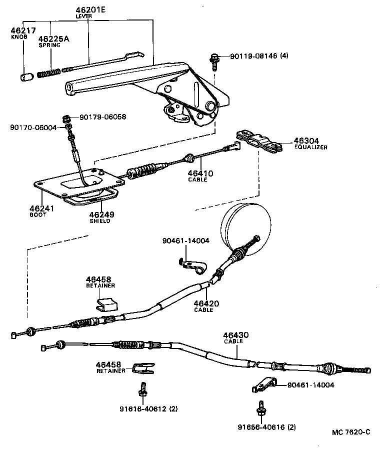 46420-24010 CABLE ASSY, PARKING BRAKE, NO.2 product image