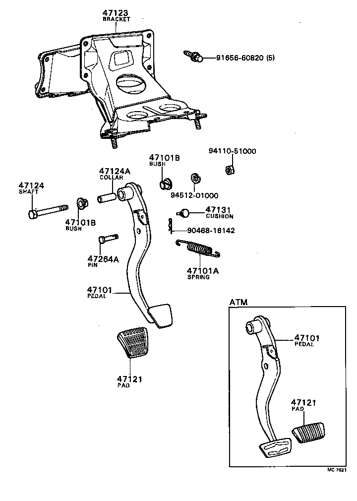 55106-24010 BRACKET, BRAKE PEDAL product image