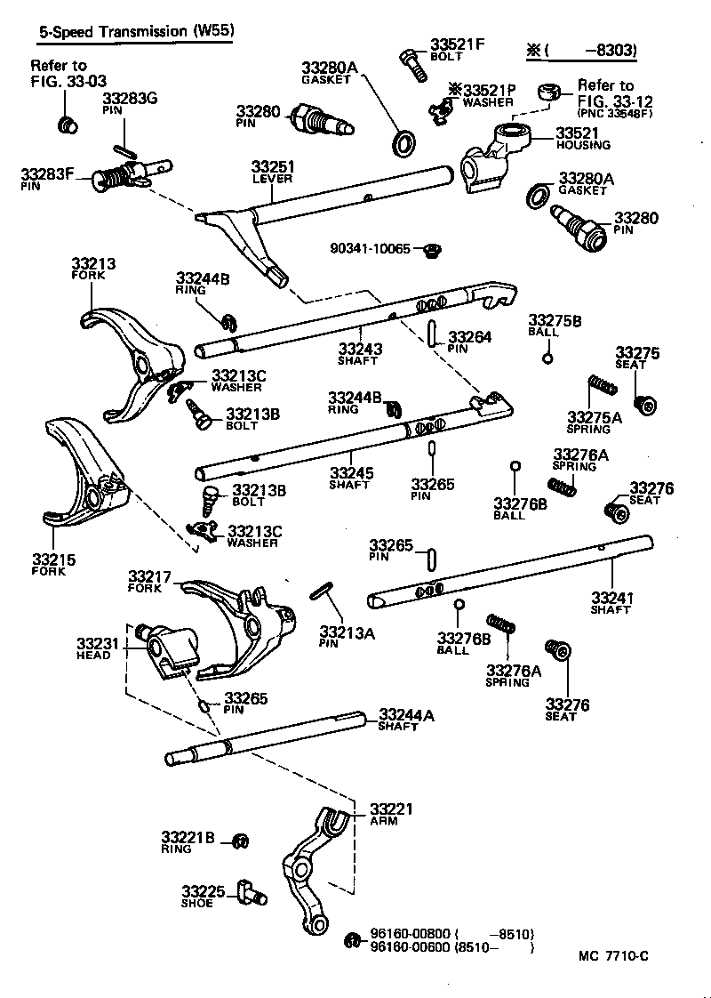 Toyota 33240-22020 SHAFT, 3RD & 4TH SHIFT FORK