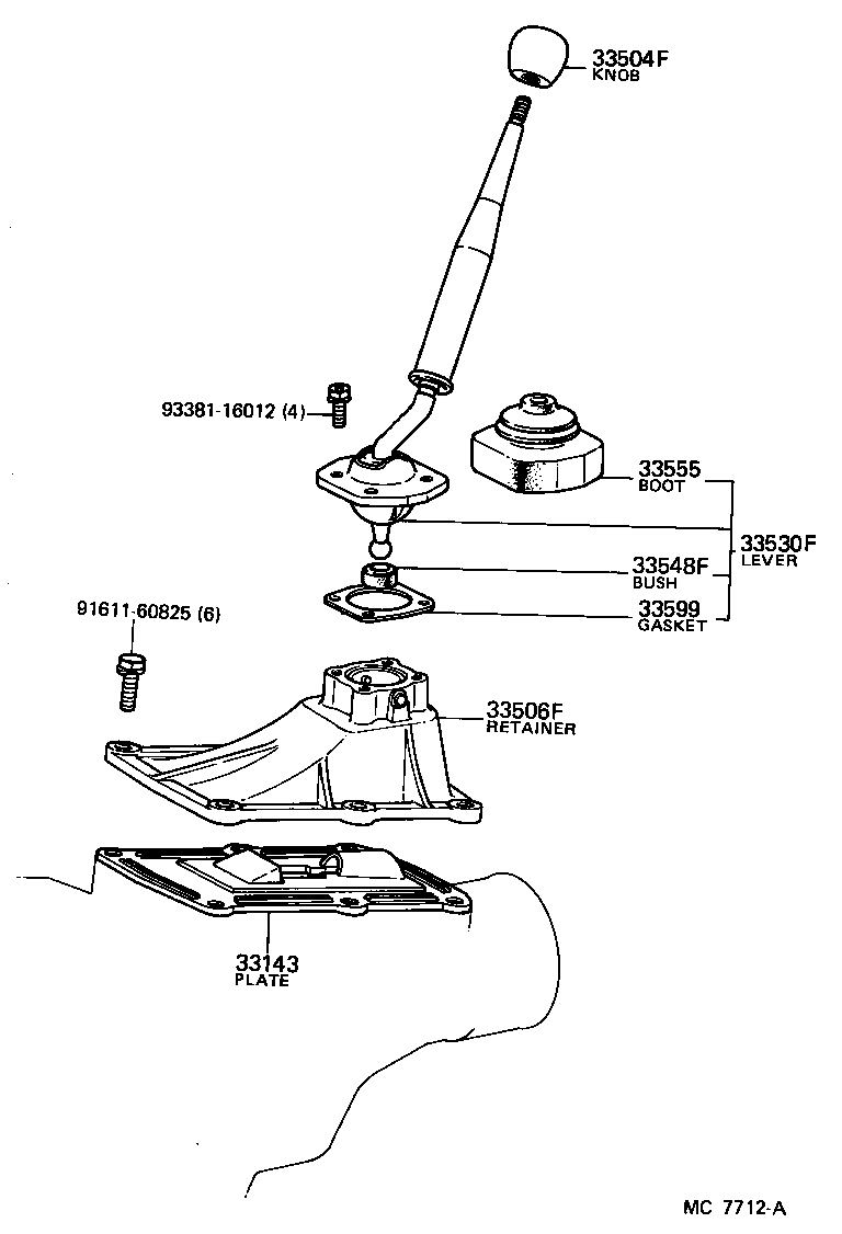 Toyota 33503-14130 LEVER ASSY, SHIFT (FOR FLOOR SHIFT)