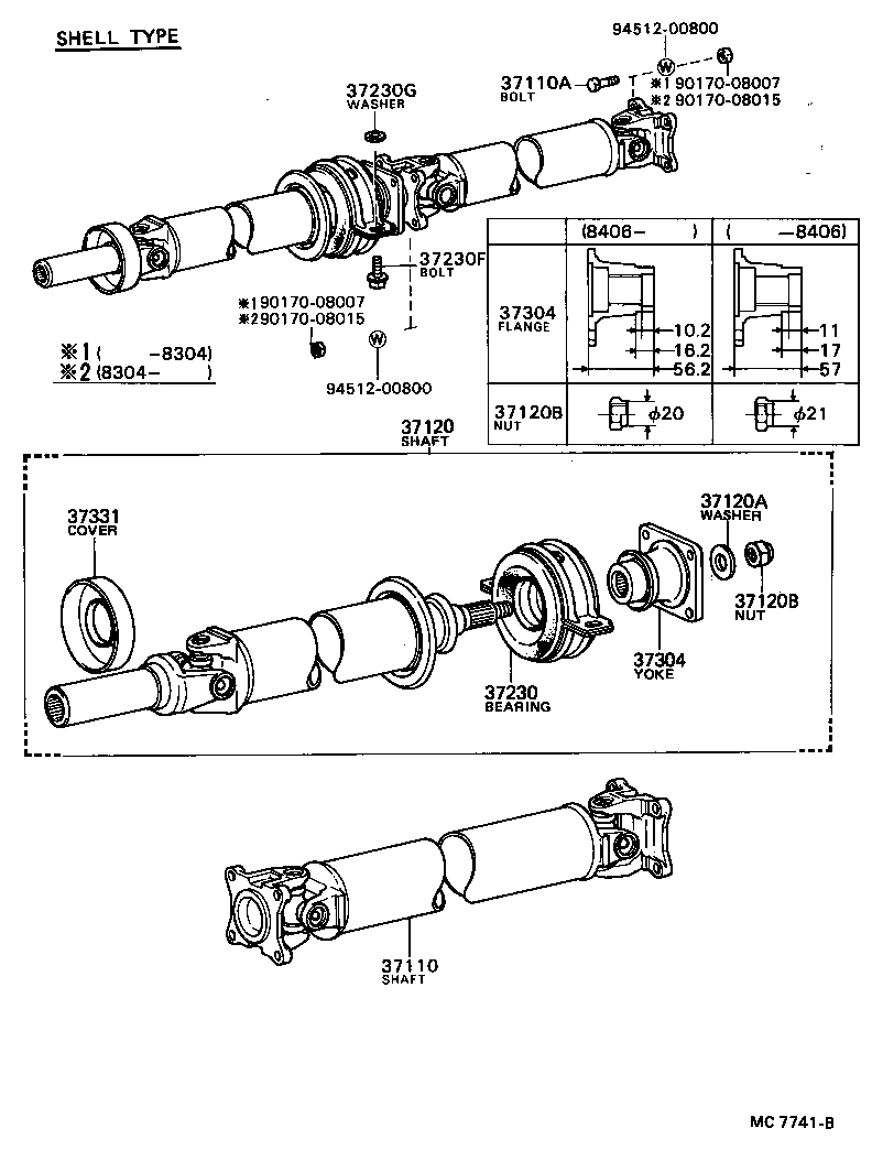 04371-22020 SPIDER KIT, UNIVERSAL JOINT(FOR PROPELLER SHAFT) product image