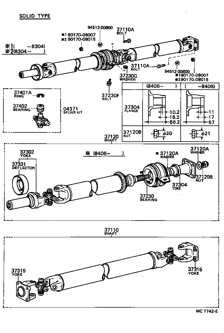 04371-22020 SPIDER KIT, UNIVERSAL JOINT(FOR PROPELLER SHAFT) product image