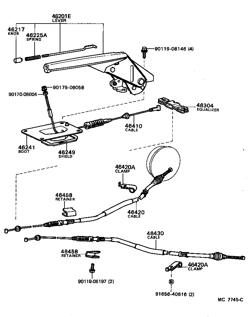 Toyota 46430-14260 CABLE ASSY, PARKING BRAKE, NO.3