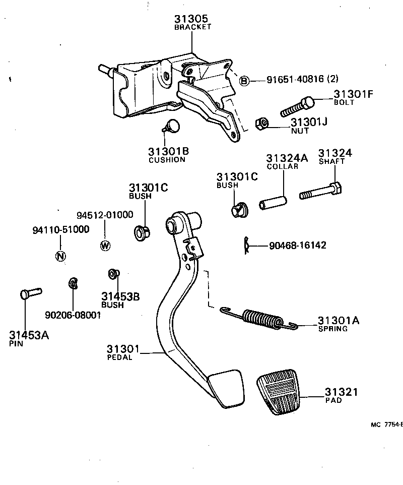 55107-14040 BRACKET SUB-ASSY, CLUTCH PEDAL product image