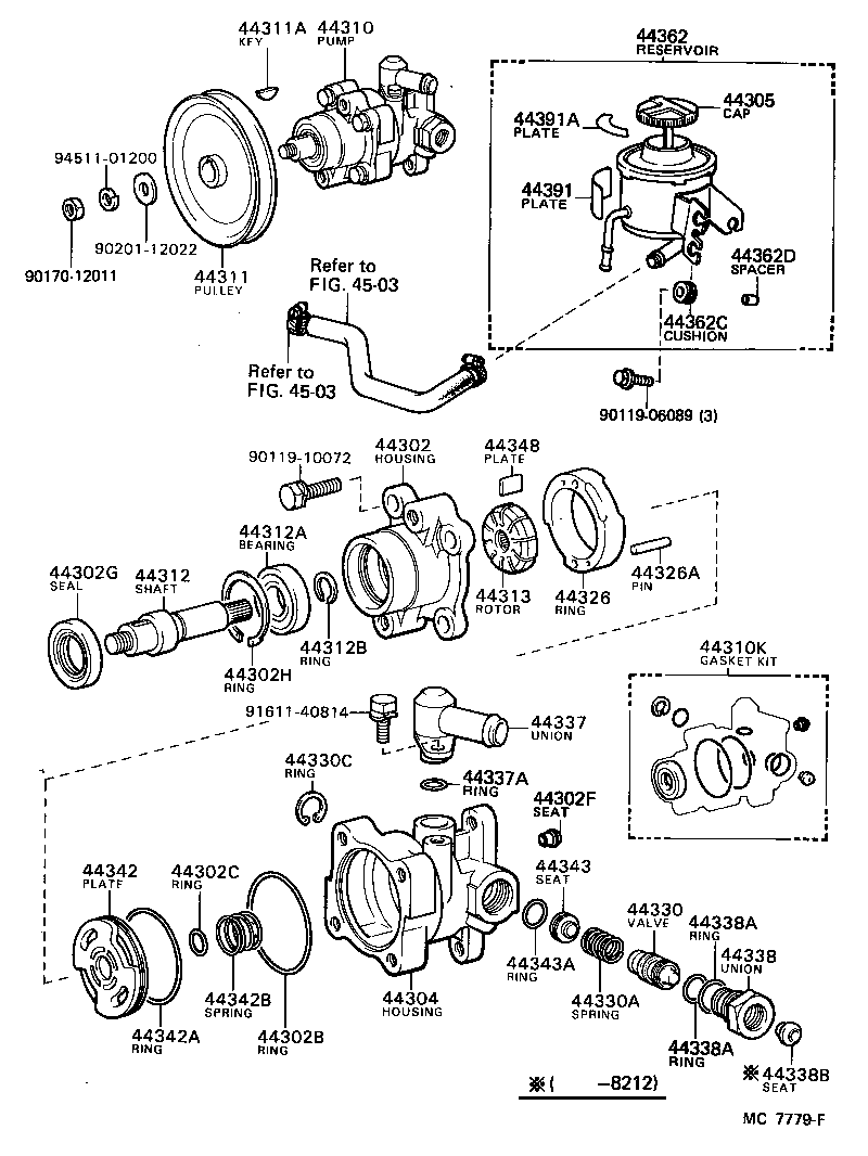 Toyota 04446-14010 GASKET KIT, POWER STEERING PUMP