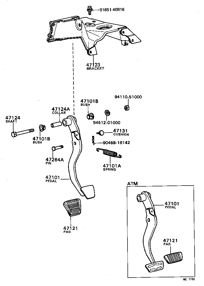47101-24010 PEDAL SUB-ASSY, BRAKE product image