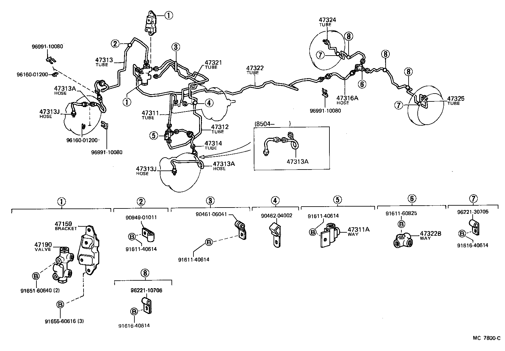 Toyota 47314-14090 TUBE, FRONT BRAKE, NO.4