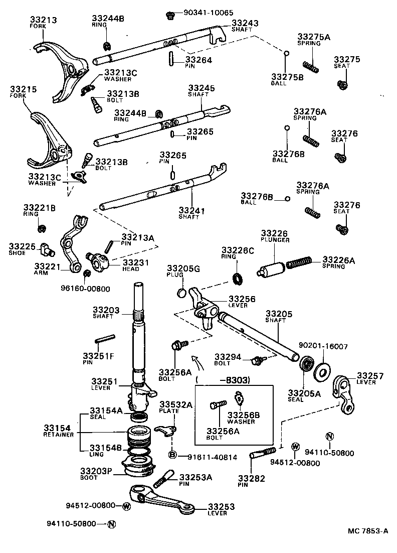33240-30020 SHAFT ASSY, GEAR SHIFT FORK, NO.2 product image