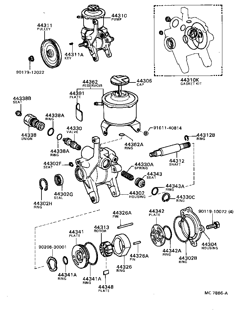 44304-12010 HOUSING SUB-ASSY, VANE PUMP, REAR product image