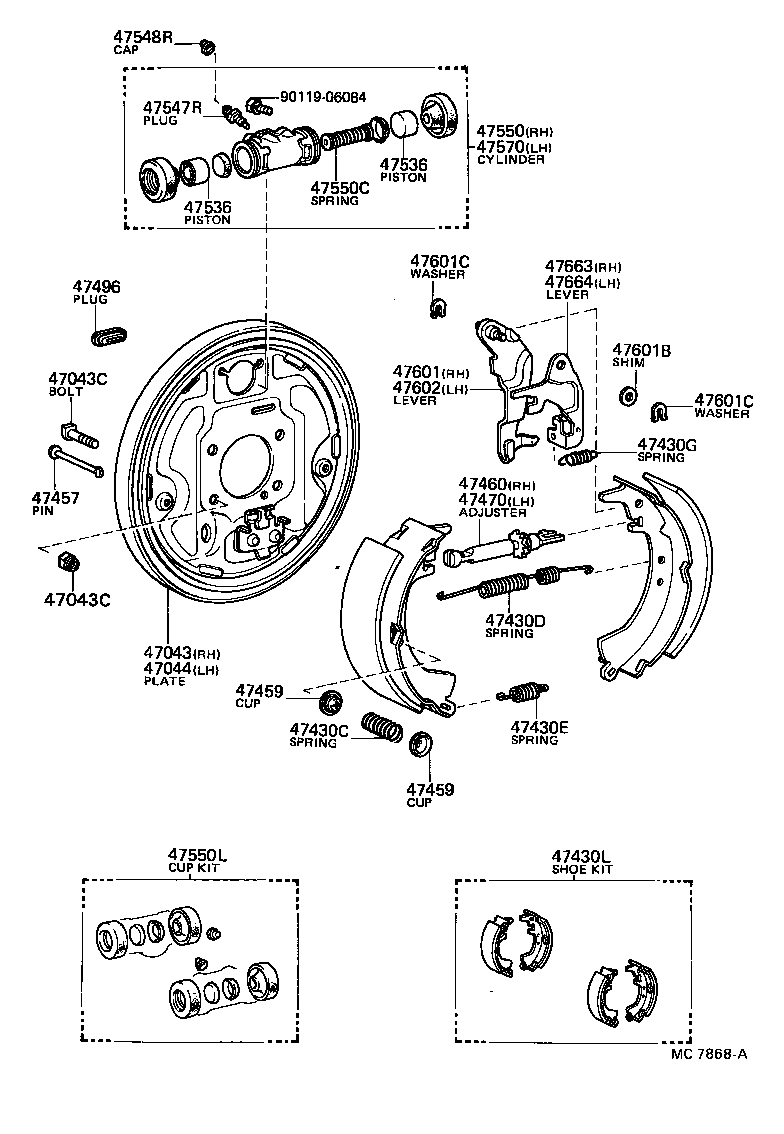 47044-12050 PLATE SUB-ASSY, BRAKE BACKING, REAR LH product image